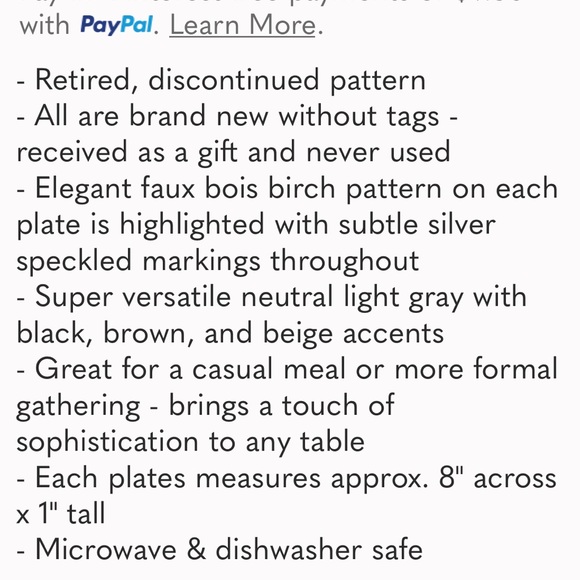 $25 Pottery Barn 8" Birch bark nature Ceramic Salad Dessert Appetizer Plate - Picture 3 of 5